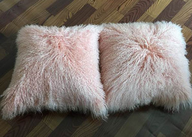 中国 モンゴルの毛皮の枕はピンクの贅沢な本物のチベットのモンゴルの毛皮の投球赤面します サプライヤー