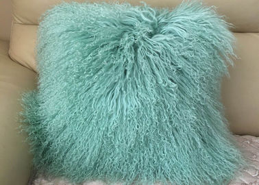 中国 真新しい緑の実質のモンゴルの毛皮の枕ジッパーの閉鎖が付いている16インチの正方形 サプライヤー