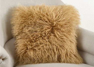 中国 染められたブラウンの長いウールのモンゴルの毛皮の枕睡眠OEMのための20インチの正方形 サプライヤー