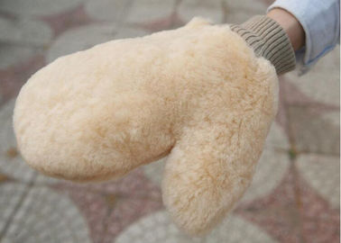 中国 本物のウールライニングのウールの洗浄ミット、単一の側面の毛皮のメリノのウールの洗浄ミット サプライヤー
