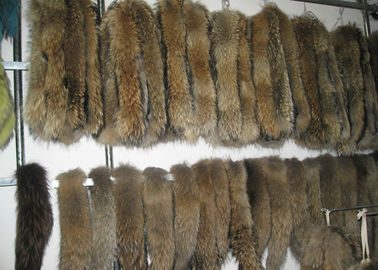 中国 ブラウンの布、アライグマの取り外し可能な実質の毛皮つば30 Cm * 80 Cmのための実質の毛皮のフードのトリム サプライヤー