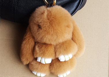中国 素晴らしいブラウンのウサギの毛皮Keychainの女性袋の魅力のためのバニーの毛皮の人形のキー ホルダー サプライヤー