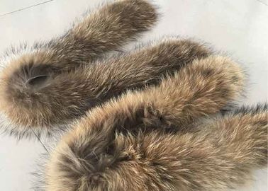 中国 ブラウンの女性の冬のコートのために暖かい実質のアライグマの毛皮つばのトリムの反収縮 サプライヤー