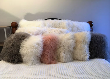 中国 長い毛の羊皮の実質の巻き毛のヒツジの毛皮の枕モンゴルのlambswoolのクッション サプライヤー