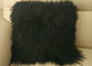モンゴルの毛皮の枕チベットのモンゴルの羊皮の毛皮のクッション黒45cm サプライヤー