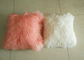 モンゴルの毛皮の枕長い子ヒツジのウールは本物のチベットの巻き毛の毛皮の枕ピンクを緩和します サプライヤー