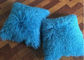 18x 18&quot;チベットの子ヒツジの毛皮の枕単一の味方された毛皮のクッション カバー スカイ ブルー色 サプライヤー