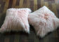 キャンデーのピンクの長いモンゴルの羊皮の単一の味方された毛皮が付いている装飾的な投球枕 サプライヤー