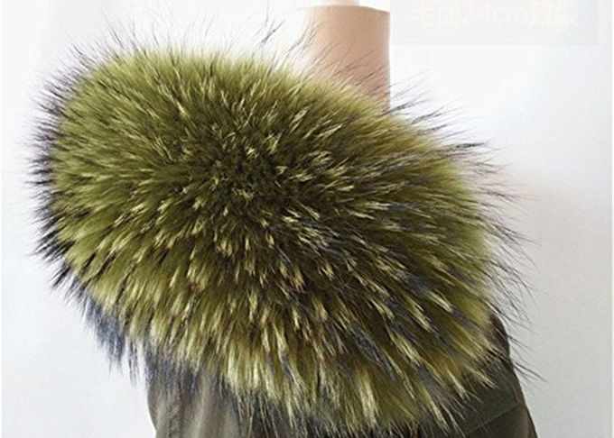アライグマの毛皮つばの冬80 cmの緑のための大きく長く取り外し可能な実質の毛皮つば
