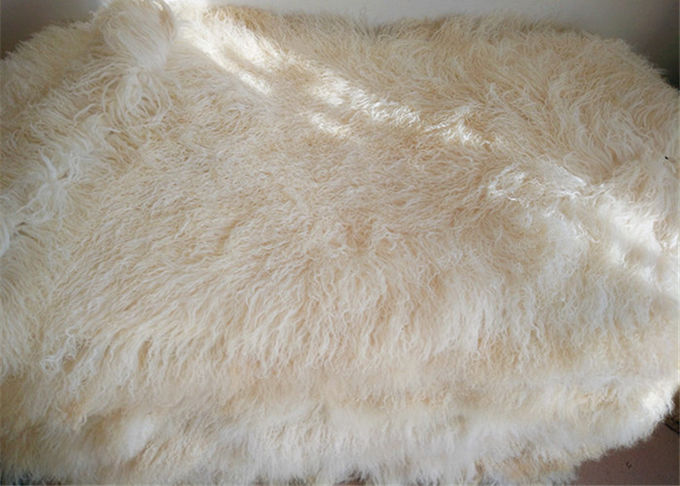 長い毛の薄い灰色円形のモンゴルの毛皮の枕はウールライニングのヒツジの毛皮のライニングと滑らかになります