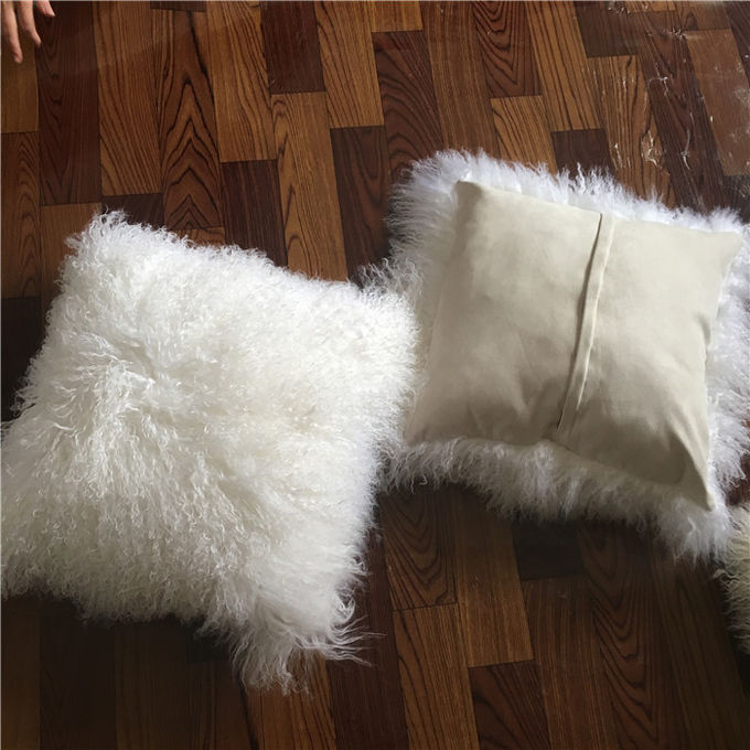 羊皮の巻き毛のウールの枕箱のモンゴルのウールの枕カバーlambskinの枕