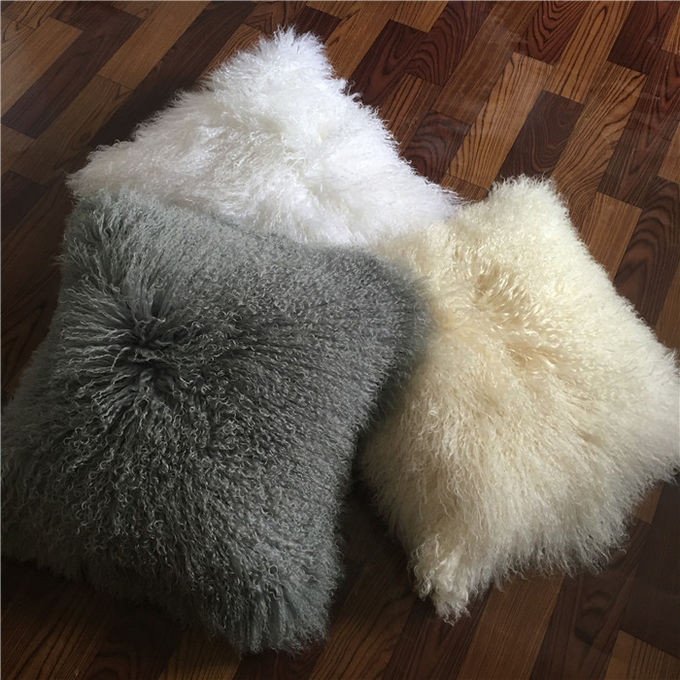 羊皮の巻き毛のウールの枕箱のモンゴルのウールの枕カバーlambskinの枕