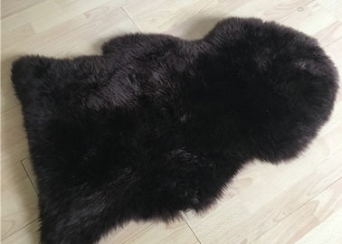 中国 染められた黒い羊皮の床の敷物、長い毛のウールの本物の羊皮のシート カバー  サプライヤー