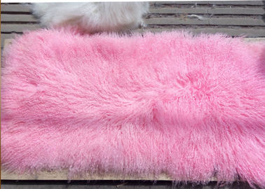 中国 モンゴルの羊皮の敷物100%の実質の羊皮のウール60*120cmはピンク色の試供品を染めました サプライヤー