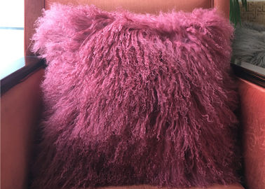 中国 実質のチベットのLambskinのクッションの長い毛の紫色のモンゴルの毛皮の枕カバー サプライヤー