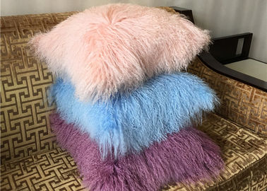 中国 モンゴルの毛皮の枕家のための贅沢な染められた実質の長い毛のヒツジの毛皮の投球 サプライヤー