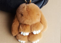 中国 素晴らしいブラウンのウサギの毛皮Keychainの女性袋の魅力のためのバニーの毛皮の人形のキー ホルダー 会社