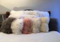 長い毛の羊皮の実質の巻き毛のヒツジの毛皮の枕モンゴルのlambswoolのクッション