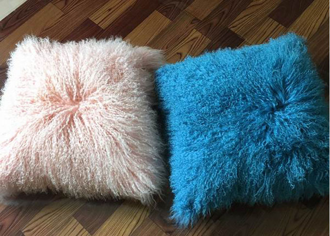 16" x 16"チベットの子ヒツジの毛皮の枕単一の味方された毛皮の家のソファーの投球多くの色