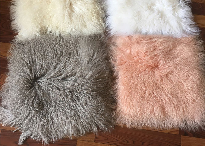 モンゴルの毛皮の枕2017新しく長い巻き毛のチベットの子ヒツジのウールは20インチ濃紺を緩和します