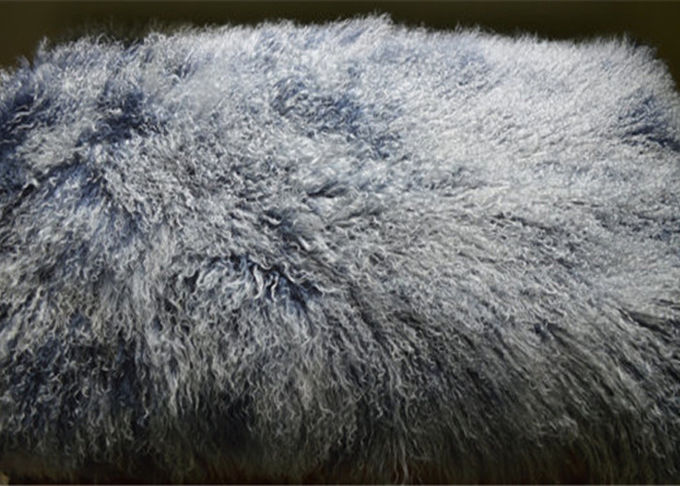 皮の毛皮の長い毛を搭載する灰色の寝室の羊皮の敷物100%のモンゴル人の子ヒツジの毛皮