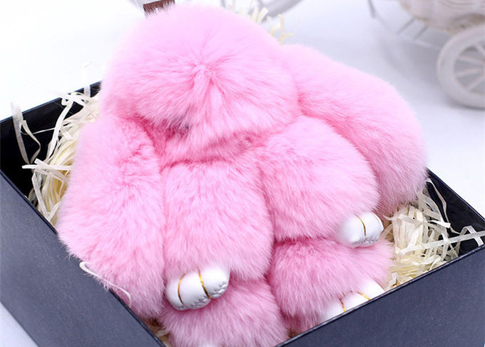 多彩な実質の毛皮のバニーKeychain、魅力袋のための毛皮で覆われた動物のKeychain