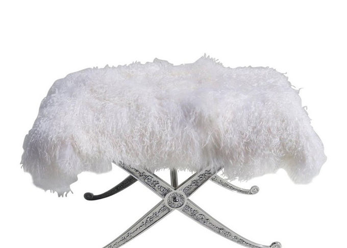 長い巻き毛の本物のモンゴルの子ヒツジの毛皮のベンチ/椅子/腰掛けのシート カバー